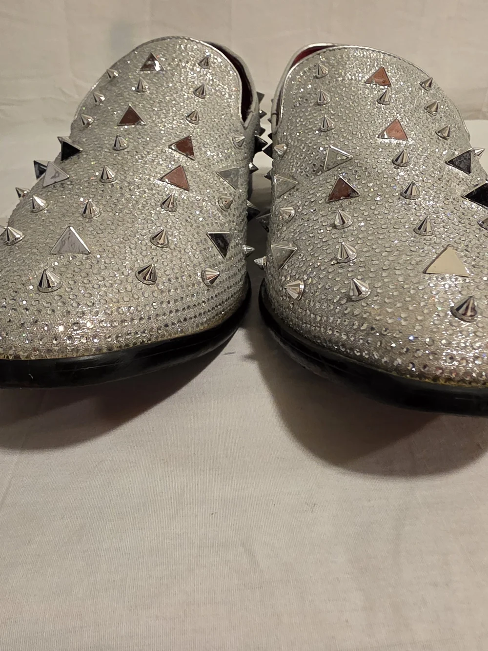 Alberto Fellini Silver Spike Glitter Dress Shoes Size 13 Display Show Stoppers!